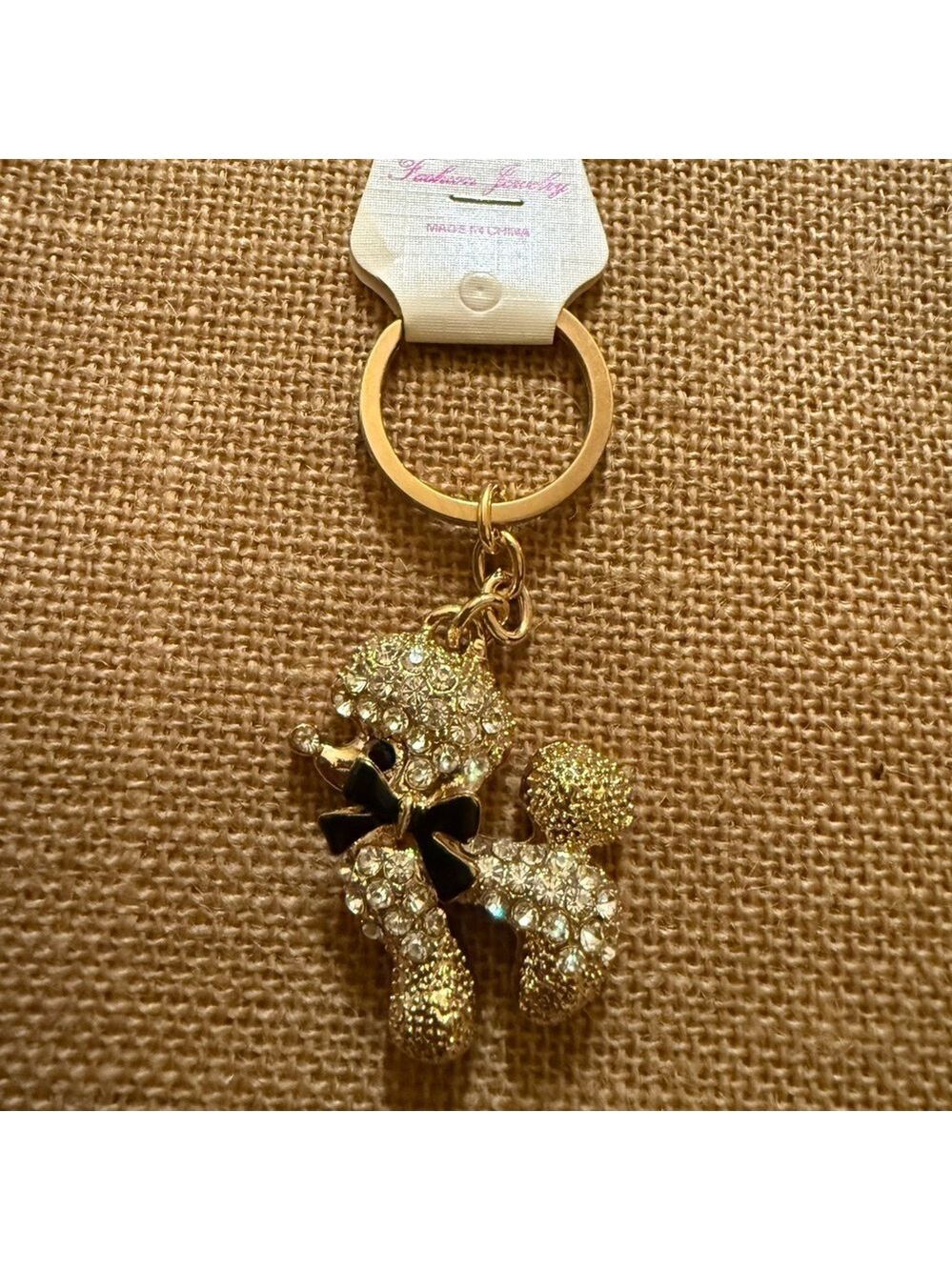 Fashion Jewelry Gold Crystal Dog Keychain